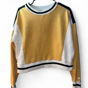 Hollister Mustard, White & Black Colorblock Cropped Sweatshirt